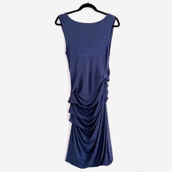 Anthropologie Deletta Camber Ruched Dress S Blue Draped Form Fitting Cocktail - Picture 7 of 7